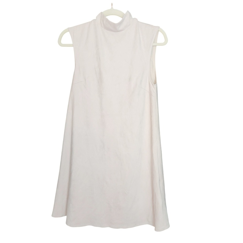 Free People x LENNI Cream Faux Suede Mock Neck Sleeveless Mini Shift Dress $148 - Picture 2 of 8